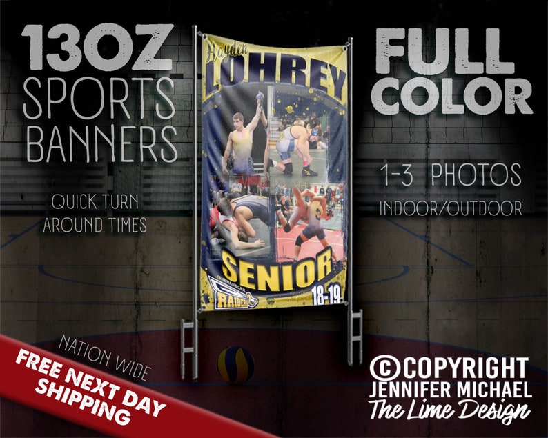 Personalized 4 Photo Wrestling Banner Paint Splatter Wall Art Custom