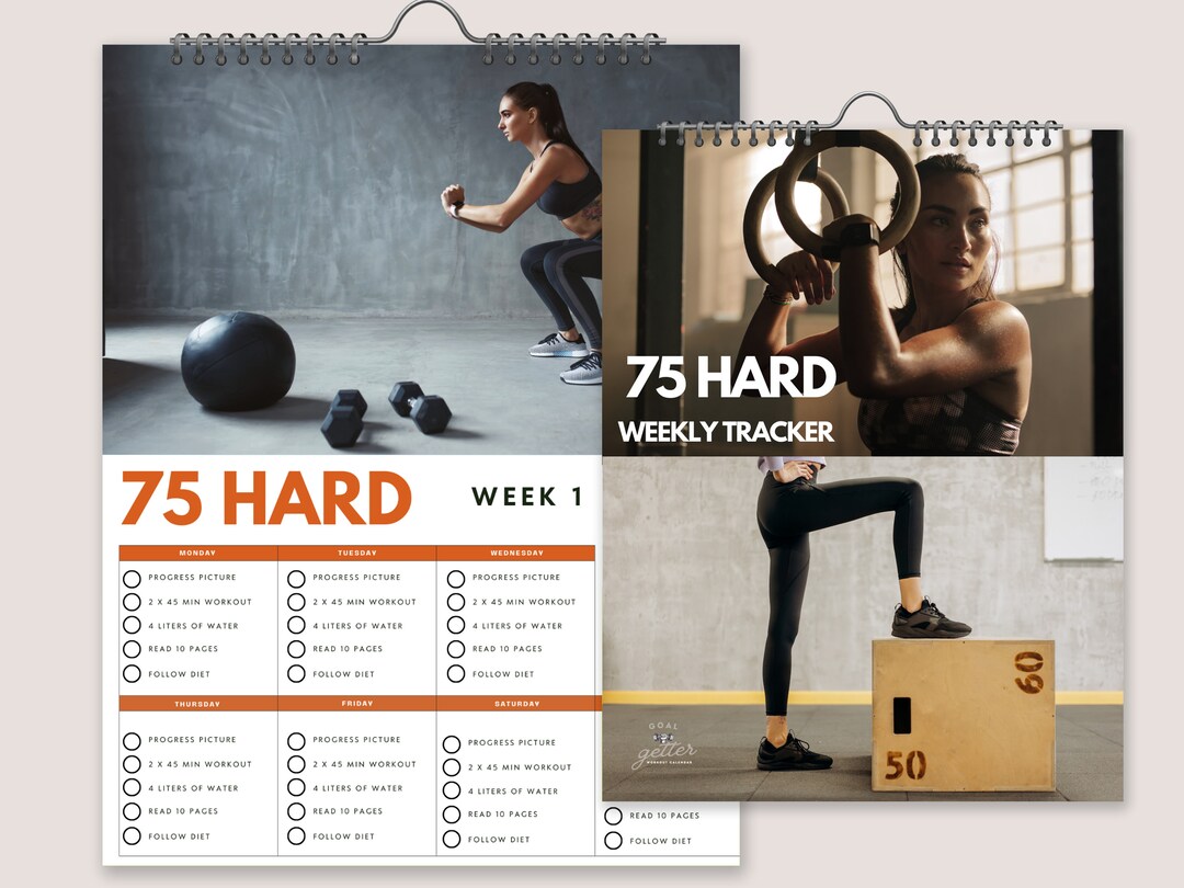 75 HARD Weekly Tracker I 2024 Fitness Wall Calendar I Large Wall