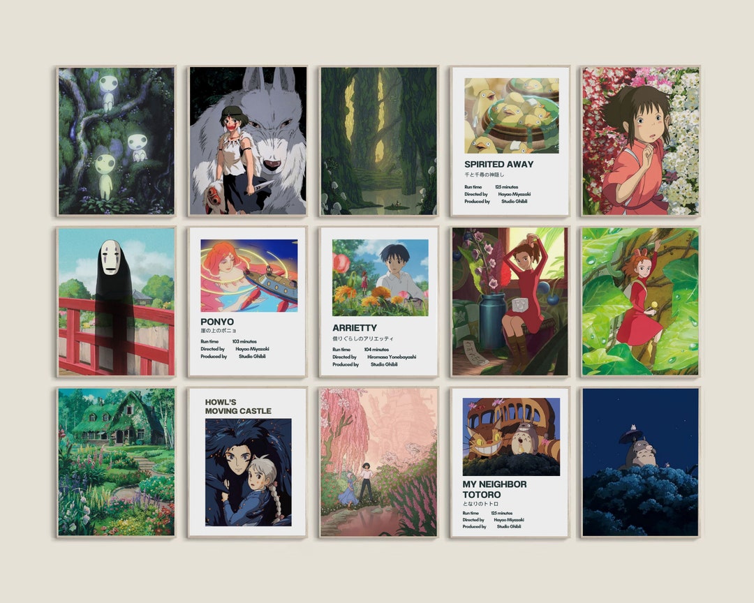 Studio Ghibli Posters Set of 15 Bundle Anime Movie Gallery Wall Prints