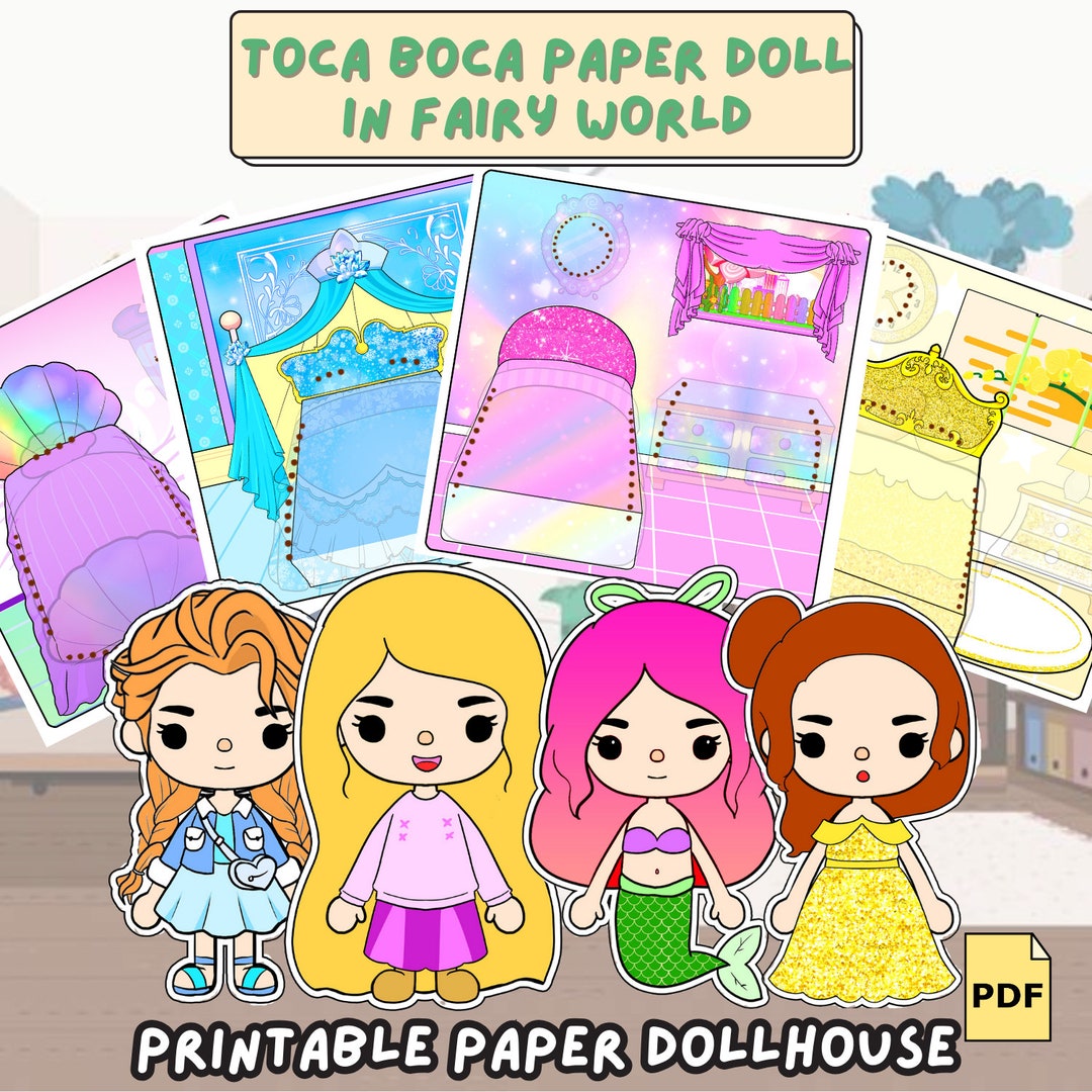 Printable Toca Boca Princess Paper Doll Bedrooms Paper Doll Fairy ...