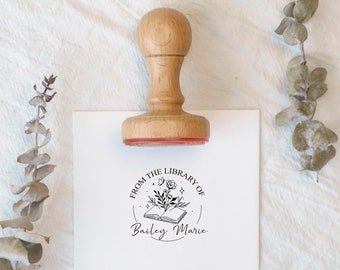 Personalized Stamp for Book Lovers, Wood or Self Inking Stamp, Rubber Stamp, Custom library Stamp, Book Embosser Stamp, Book Embosser