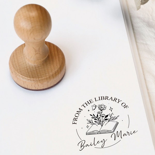 Book Stamp, Custom library Stamp, Book Embosser Stamp, From the Library of Stamp, Book Lover Gift,Personalized Stamp, Book Stamp Self Inking