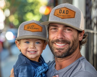 Dad Patch Hat Personalized, Trucker Hat, Father's Day Gift, New Dad Gift, Gift For Husband, Leather Patch Hat, Custom Hat, New Dad Present