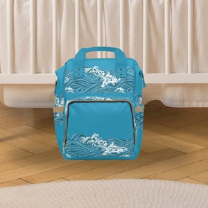 Ocean Waves Diaper Bag Tote Gift for Baby Shower Ocean Diaper Bag Backpack Blue Diaper Bag Gift for New Mom Pregnancy Gift Boy Diaper Bag