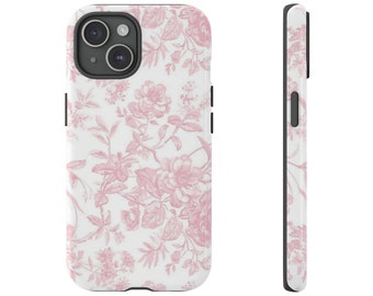 Coquette Phone Case Coquette Aesthetic Phone Case Pink Toile Decor Coquette Room Decor Vintage Phone Case Toile Phone Case Bow Pink Iphone