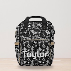 Personalized diaper bag tote gift for baby shower surf diaper bag backpack black diaper bag gift for new mom gift beach diaper bag for boy