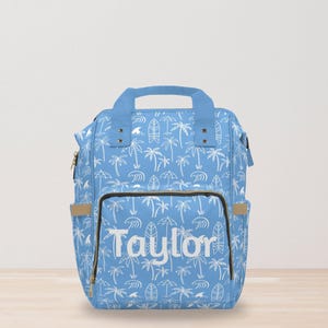 Personalized diaper bag tote gift for baby shower surf diaper bag backpack blue diaper bag gift for new mom gift beach diaper bag for boy