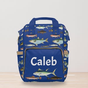 Personalized diaper bag tote gift for baby shower fishing diaper bag backpack fish diaper bag gift for new mom gift custom diaper bag boy