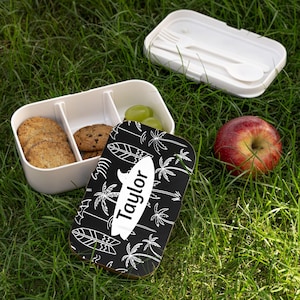 Bento box personalized lunch box for kids custom lunch box snack box for kids cute lunch box for boys back to school gear surf lunch box