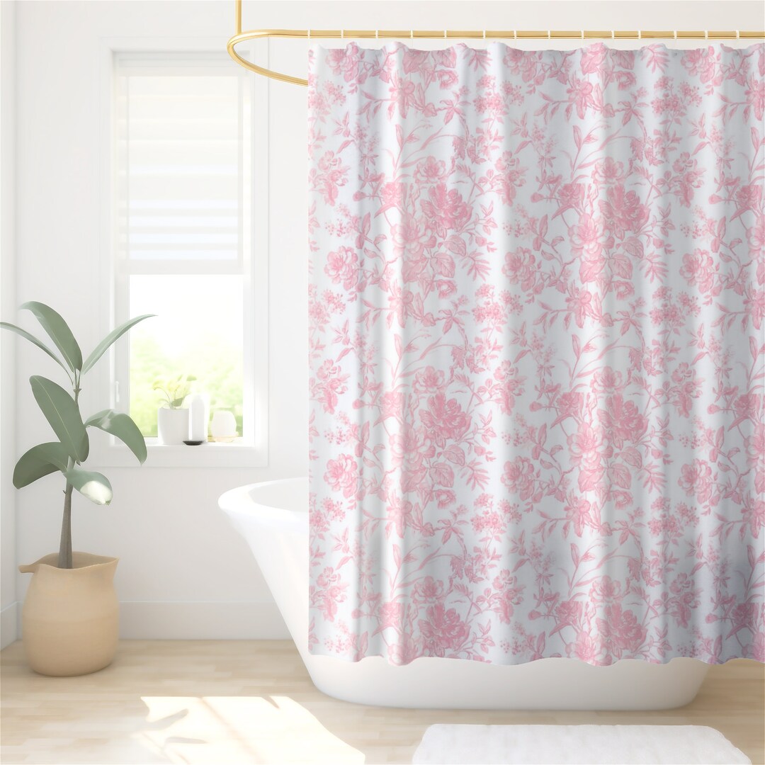 Toile Shower Curtain Farmhouse Shower Curtain Coquette Decor Coquette