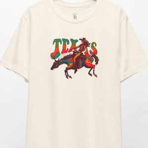 Retro Texas Cowgirl Shirt Gift for Texas Fan Popular Shirt Retro Western T-Shirt Texas Apparel Summer Spring Fall Stylish Western T-Shirt