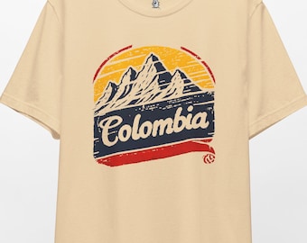 Retro Colombia Mountain Tee, Vintage Colombia Shirt, Unisex Summer T-Shirt, Adventure Wear, Travel Souvenir, Stylish Retro Travel Fashion