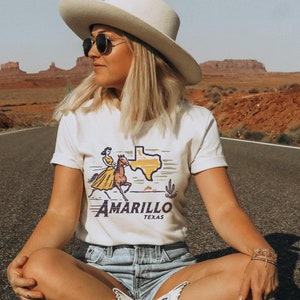 Amarillo Texas Cowboy Tee, Southwestern Style T-Shirt, Texas Pride Shirt, Unisex Graphic Tee, Gift for Texan, Vintage Texas Clothing