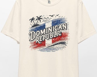Retro Dominican Republic Tee: Tropical Beach Graphic