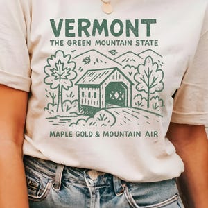 Klassisches Vermont Graphic Tee, Unisex Kurzarm-Shirt, Naturliebhaber Geschenk, Reise-Souvenir, Outdoor Adventure Wear, lässiges Geschenk