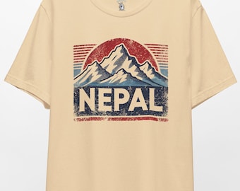 Vintage Nepal Mountain Graphic Tee: Adventure Travel Shirt