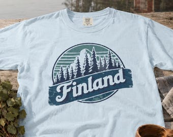 Finland Shirt Vintage Pine Forest Tee Finnish Heritage Nordic Lapland Travel Souvenir Gift Women Men