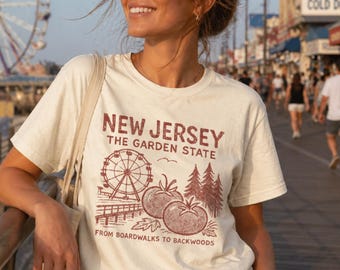 New Jersey Garden State Tee, Vintage-Style Jersey Shirt, Summer Casual Wear, Travel Souvenir, Classic Retro Gift for State Pride