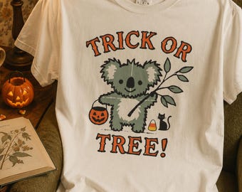 Trick or Tree Koala Shirt Funny Halloween Animal Tee Cute Koala Bear Spooky Season Trick or Treat Gift Women Men