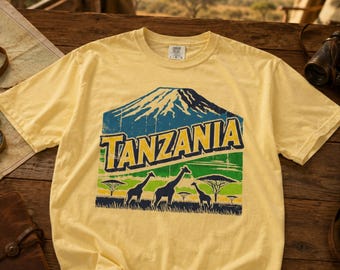 Tanzania Shirt Vintage Safari Tee African Wildlife Kilimanjaro Serengeti Travel Souvenir Tanzania Gift Women Men