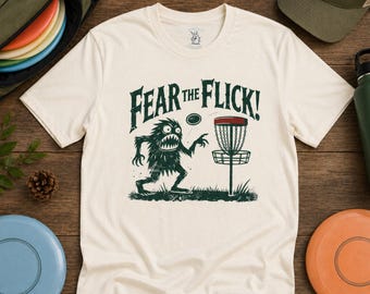 Retro Fear the Flick Disc Golf Tee, Unisex Short Sleeve Shirt, Fun Sports Apparel, Great for Disc Golf Lovers, Perfect Gift for Players