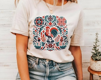 Rooster Portuguese Folklore T-Shirt Popular Vintage Shirt Gift for Portuguese Trending Stylish Tee Summer Spring Fall Gift for Nature Lover