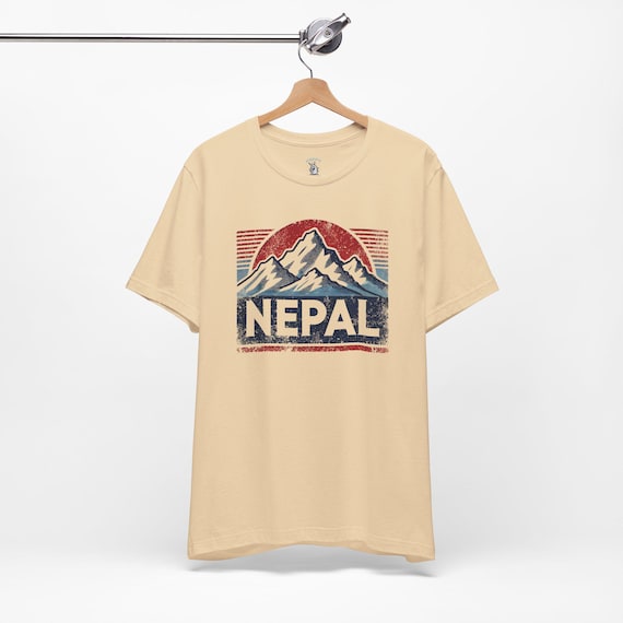 Vintage Nepal Mountain Graphic Tee: Adventure Travel Shirt