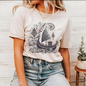 Camiseta vintage de barco portugués: camiseta con gráfico de arte folclórico