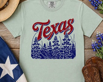 Texas Shirt Bluebonnet State Flower Tee Vintage Botanical Floral Garden Gift Texas Pride Travel Souvenir Western Shirt Men Women