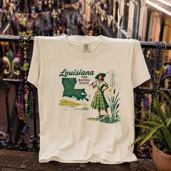 Louisiana Bayou State Shirt, Vintage Louisiana Tee, Retro Travel Shirt, Cajun Style Shirt, Southern Aesthetic Tee, Louisiana Graphic Shirt