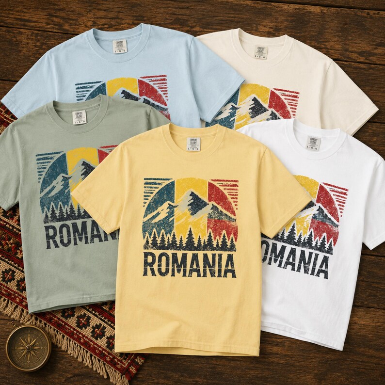 Romania Shirt Vintage Mountain Tee Romanian Heritage Transylvania Carpathian Mountains Europe Travel Souvenir Gift Women Men image 6