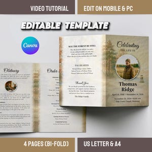 Jägerbeerdigung Programm Vorlage, Naturbursche Feier des Lebens, Canva Bearbeitbar