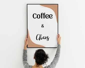 coffee chaos wall art poster kitchen living room