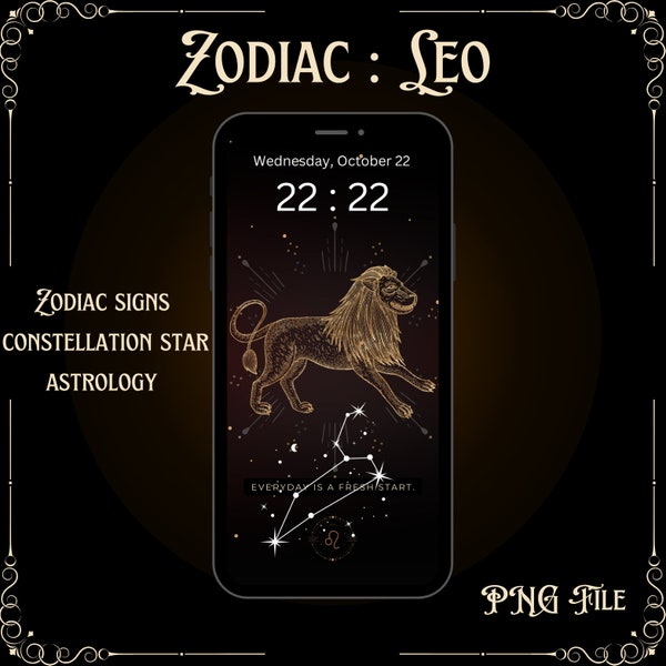 Leo phone wallpaper , Zodiac sign iPhone background , Astrology lock screen , Leo constellation ,home screen, Celestial wallpaper