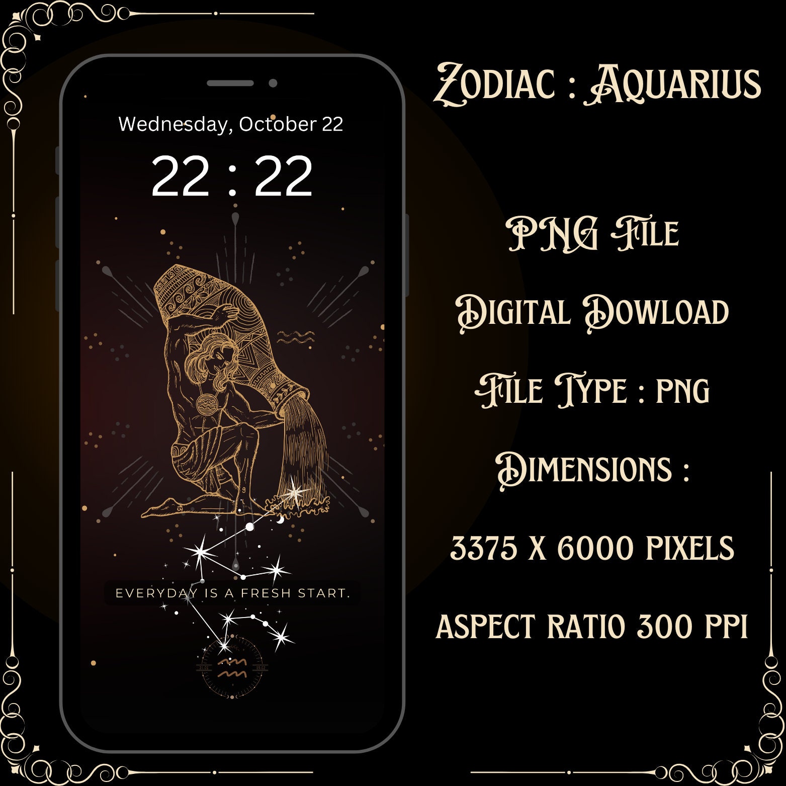 Aquarius Phone Wallpaper , Zodiac Sign iPhone Background , Astrology