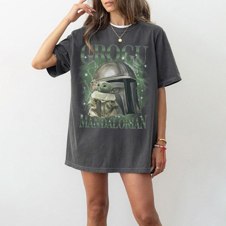 Vintage Star Wars The Mandalorian Grogu Shirt, Disney Baby Yoda Tee, The Mandalorian Shirt, Disneyland Family Trip