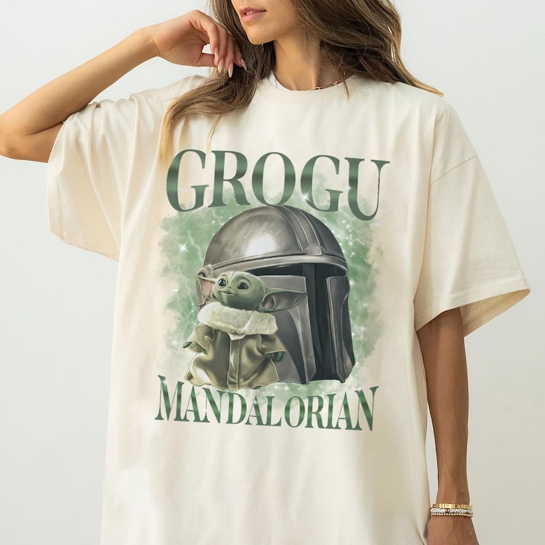 Vintage Star Wars The Mandalorian Grogu Shirt, Disney Baby Yoda Tee, The Mandalorian Shirt, Disneyland Family Trip