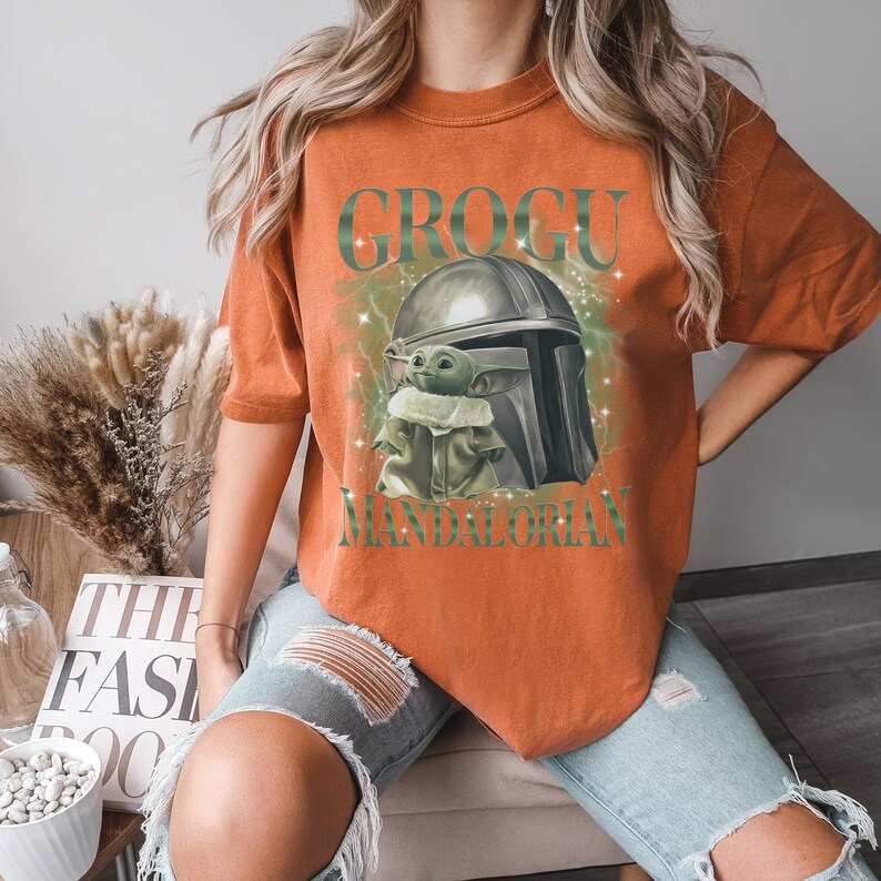 Vintage Star Wars The Mandalorian Grogu Shirt, Disney Baby Yoda Tee, The Mandalorian Shirt, Disneyland Family Trip