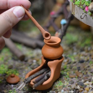 Mini olla de cerámica vintage con auténtico horno de cerámica Cheing Kran: exquisito diseño del sur de Asia