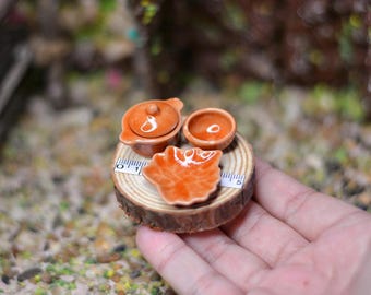 Ensemble de pots miniatures en céramique : cuisine de maison de poupée et décoration de jardin féerique