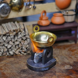 Miniature Pan, Wok —Functional Kitchen Accessory, Vintage South Asian Style, Steel or Brass Mini Cookware for Kitchen Decoration