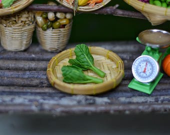 ミニチュア粘土製チャイニーズケール、ドールハウスの食品小道具、アジア食材