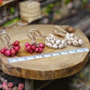 Handmade Clay Miniature Garlic or Red Onion String - Dollhouse Kitchen Decor