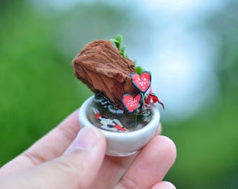 Diorama de estanque de carpas koi en miniatura, figura de pez de arcilla, decoración de jardín zen