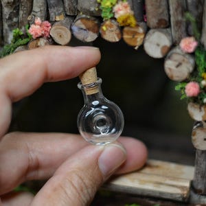 Miniature Glass Potion Bottle with Cork: Dollhouse Fairy Garden Prop