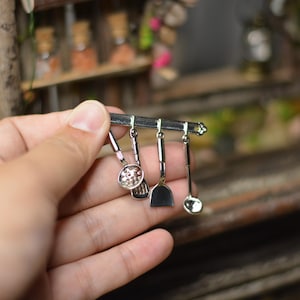 Miniature Steel Cookware Set: Functional Dollhouse Kitchen Utensils