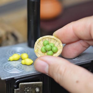 Miniature Lime or Lemon/ Handmade Clay Citrus Fruit for Dollhouse Kitchen or Shop/ Tiny Fruit Decor (Sold Separately/1x piece)