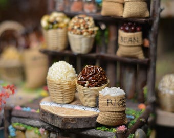 Miniature Rice/Riceberry in Basket/Bag Refrigerator Magnets – Dollhouse & Kitchen Decoration