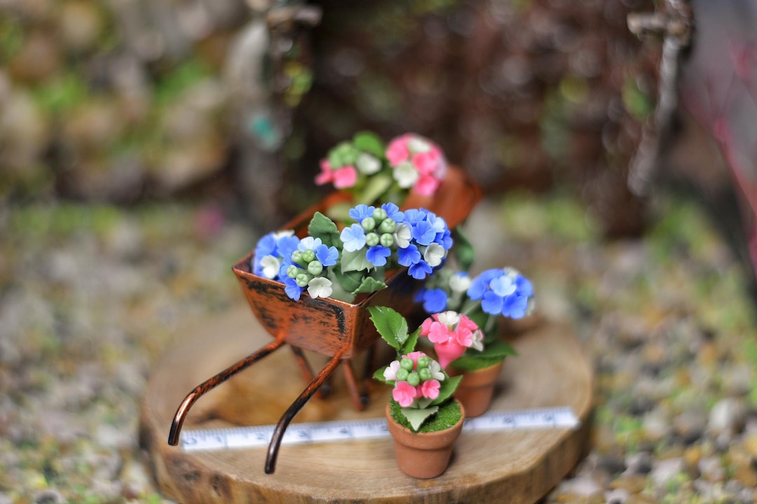 Handmade Clay Miniature Hydrangea: Dollhouse Garden Flower - Etsy