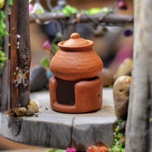 Miniature Mini-Mouthed Pottery Pot and Pottery Stove: Vintage South Asian Style